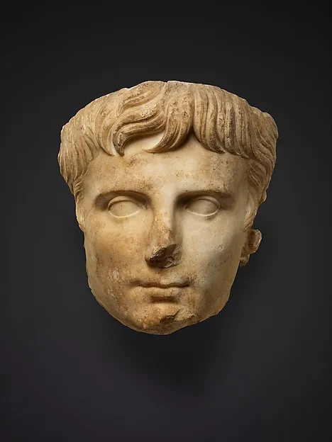 Ancient marble portrait of Augustus, first Roman emperor
